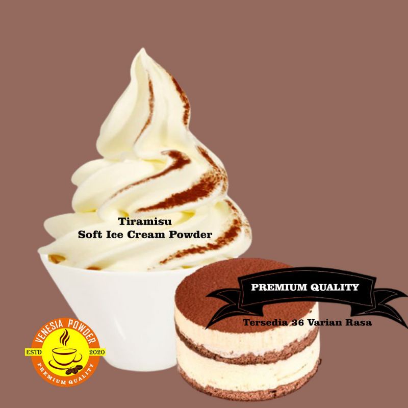 

SOFT ICE CREAM RASA TIRAMISU TERLARIS 1KG-BUBUK ES KRIM TIRAMISU 1KG-BUBUK ES KRIM