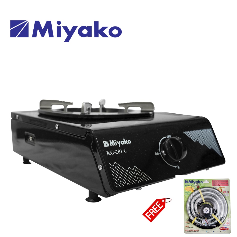 Miyako KG-201C Kompor Gas 1 Tungku FREE Paket Miyako Selang Gas Meter