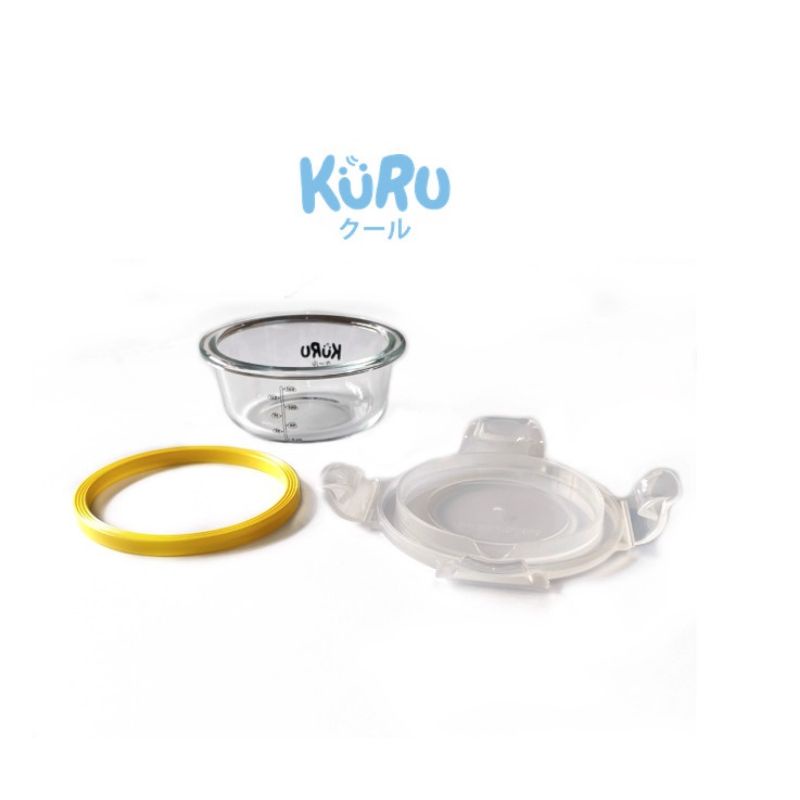 Kuru Baby Glass Food Container 200ml - Kuru Wadah Tempat Makanan Mpasi Bayi Kaca - Kotak Makanan Kaca Baby