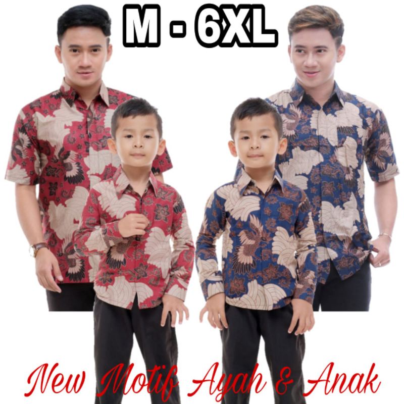 Batik kemeja lengan pendek dewasa dan Anak size jumbo M L XL XXL 3XL 4XL 5XL 6XL