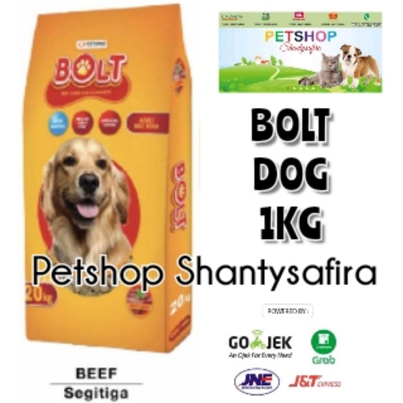 MAKANAN ANJING BOLT DOG FOOD 20 KG / 20KG FOOD DOG DRY LAMB / BEEF SEGITIGA / BEEF BULAT