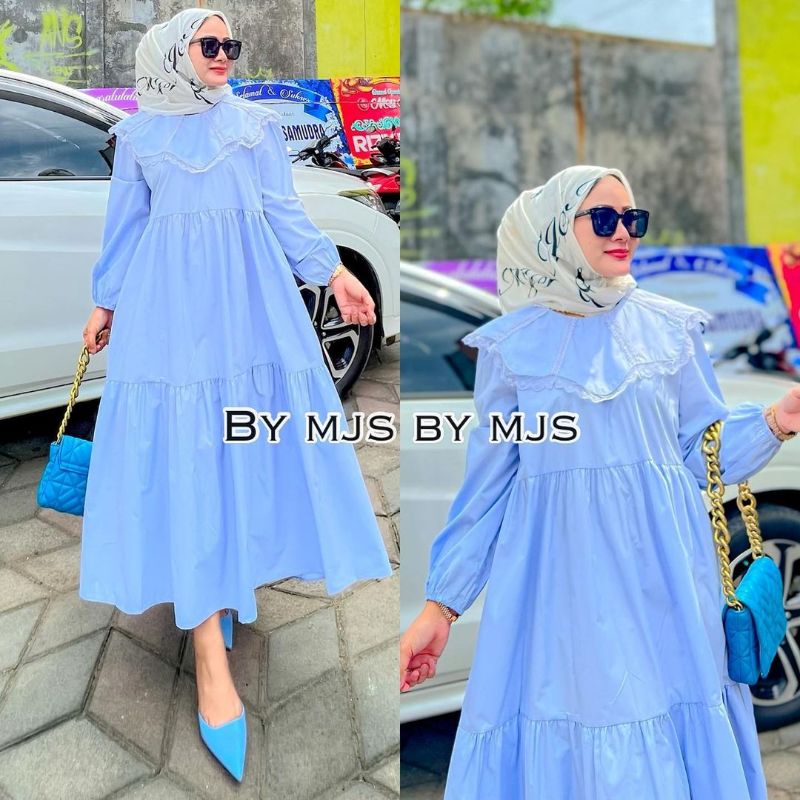 NAYA MIDI DRESS MUSLIM POLOS KOREAN STYLE VINTAGE PREMIUM KANCING COD MURAH LONG DRESS KOREANG SYYLE