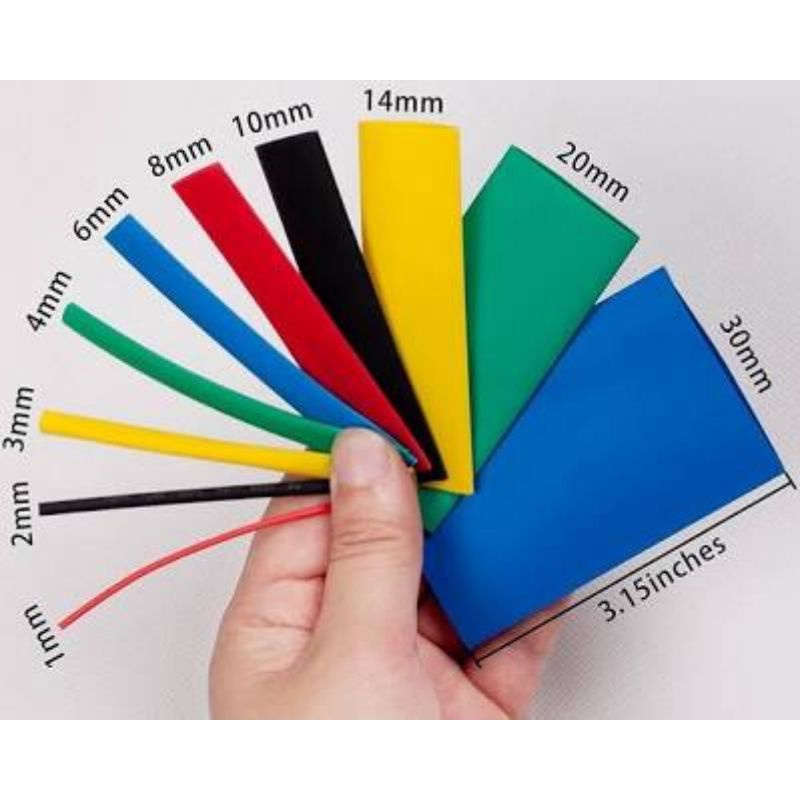 PER METER Selongsong / Selang Bakar / Heat Shrink Tube Warna MERAH HIJAU BIRU KUNING PUTIH 12MM 14MM 16MM 18MM 20MM