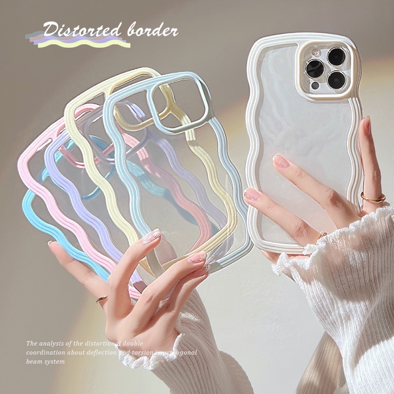 Multicolor Wave Softcase Simple Transparan Polos Case HP Lucu for iphone XS Max XR 11 Pro Max 12 Pro Max 13 Pro Max