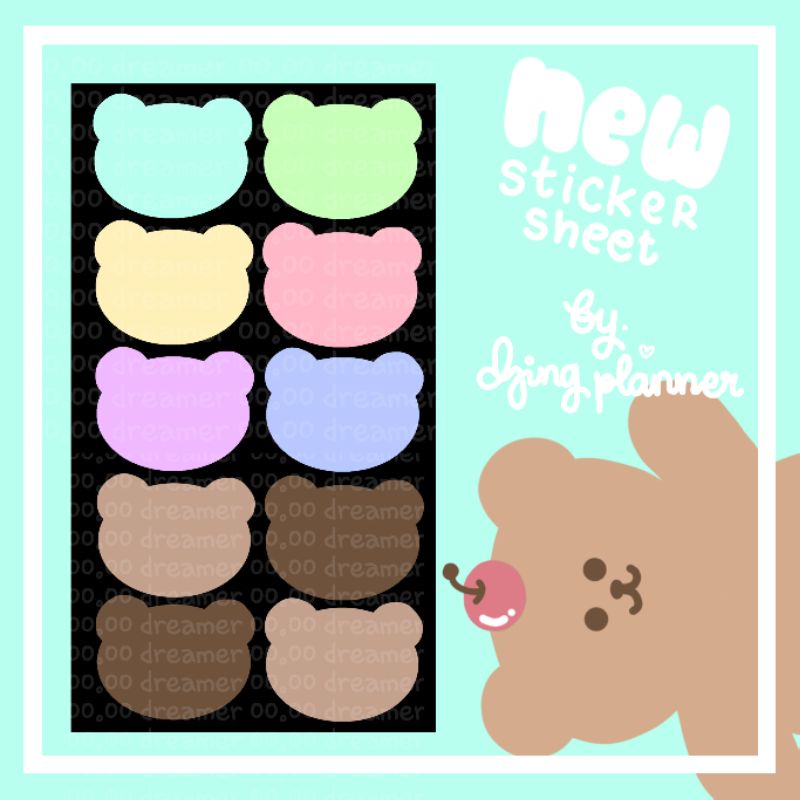 

Bear | Sticker Journal Diary Planner Sheet Kiss cut | by Djing.Planner