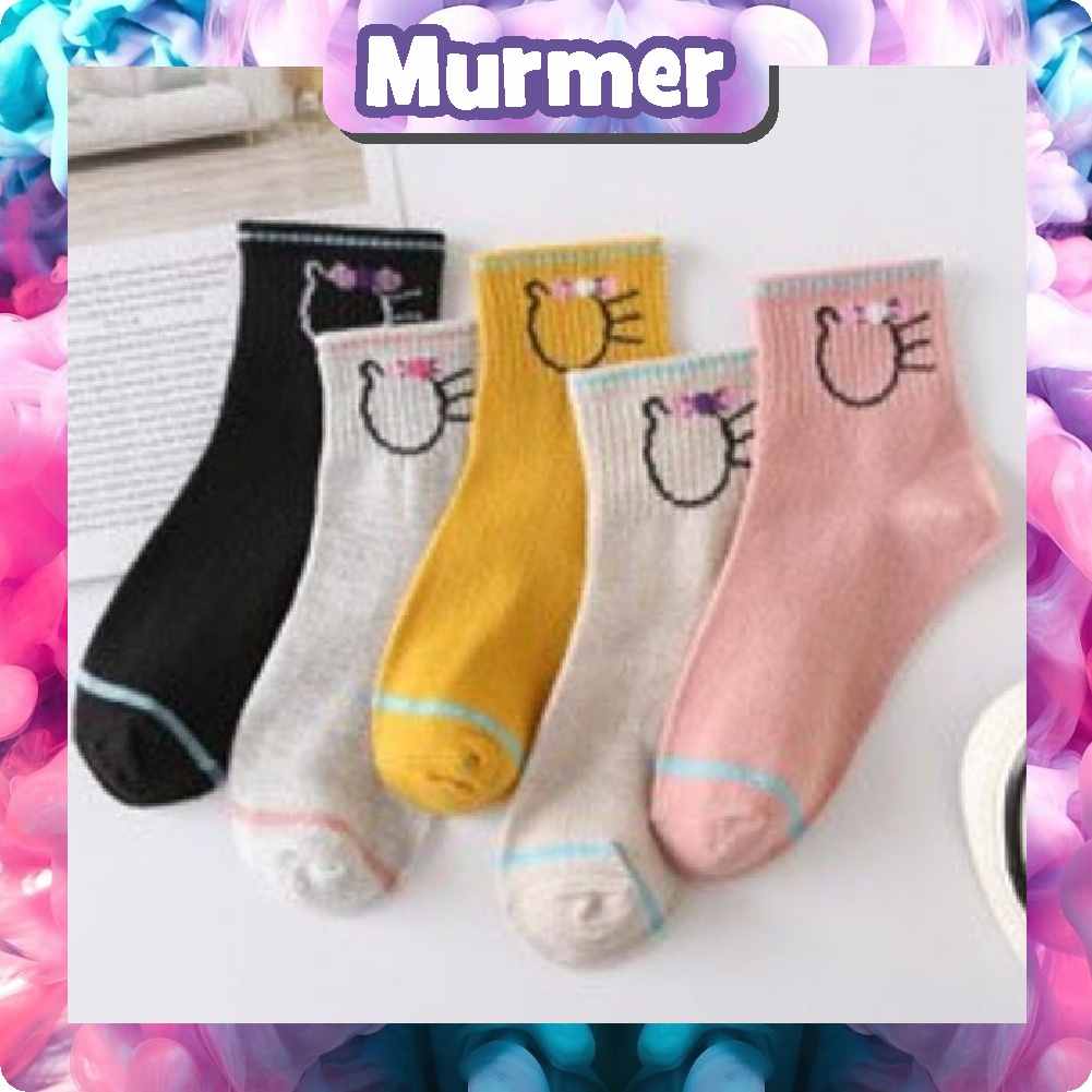 MurmerOfficial KAOS KAKI UNISEX PANJANG DIATAS MATA KAKI MOTIF GARIS BUAH POLOS KUALITAS PREMIUM KK016