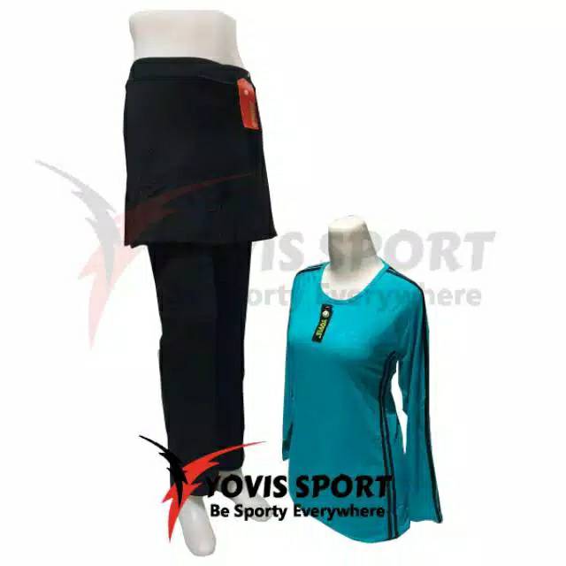 SET BAJU SENAM AEROBIC YOVIS MUSLIMAH+CELANA SENAM ROK  FITNESS YOGA