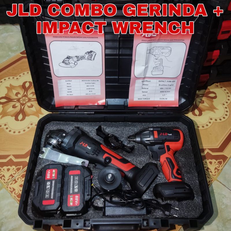 PAKET JLD TOOLS GERINDA BATERAI JLD + IMPACT WRENCH 350NM JLD BATERAI 88V