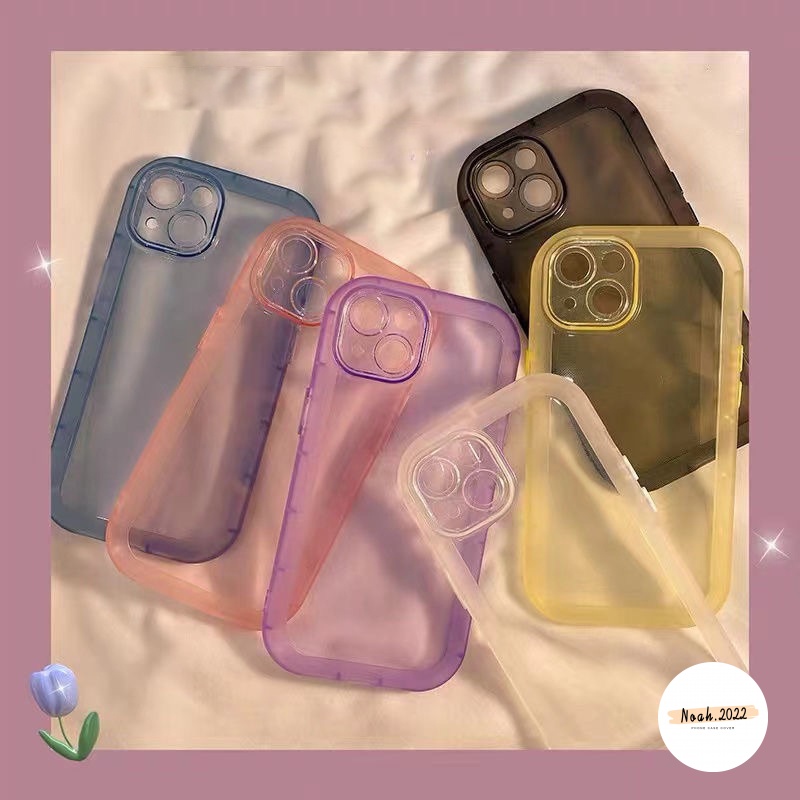 Case Pelindung Lensa Transparan Warna Macaron Fluorescent Untuk IPhone XR Xs Max X 11 12 Pro Max