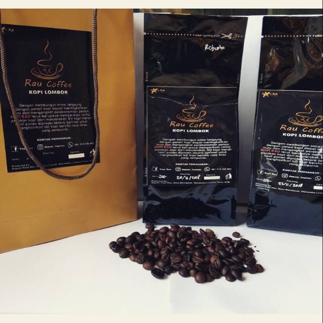 

Kopi Rau, Kopi Lombok Asli dengan 3 varian olahan Greenbean/biji, roasted bean/sangrai dan Bubuk