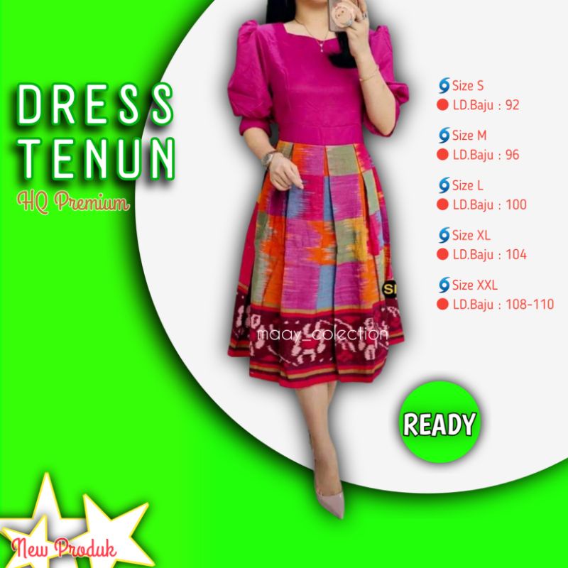 DRESS TENUN WANITA JEPARA NTT SUMBA FLORES KOMBINASI POLOSAN WARNA PINK