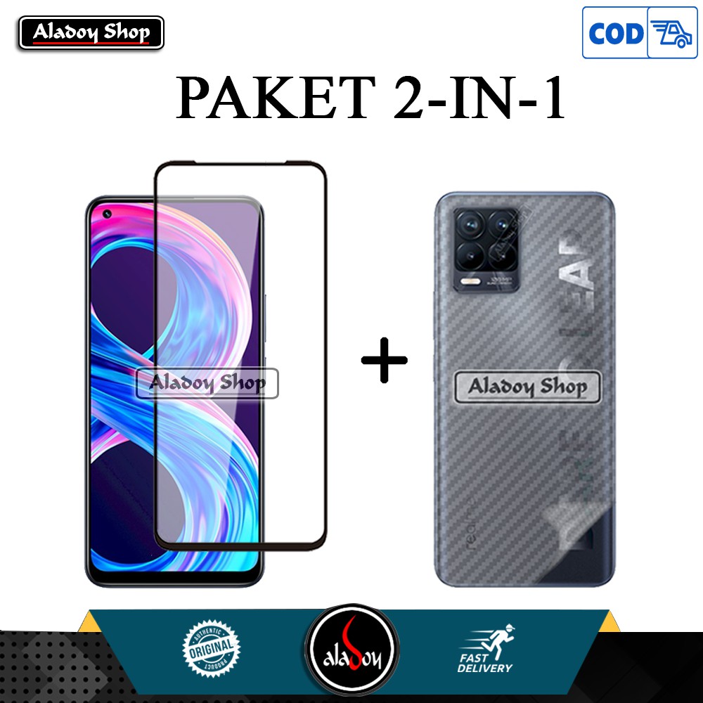 Tempered Glass Layar Realme 8 2021 + Skin Carbon 3D