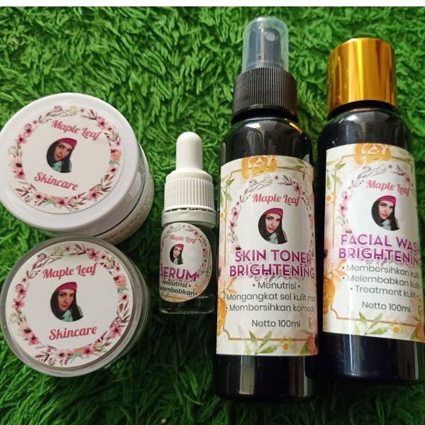 PAKET LENGKAP ISI 5 SIANG MALAM SERUM FACIAL WASH TONER MAPLE LEAF DESIWHITE SKINCARE CREAM FLEK PUT