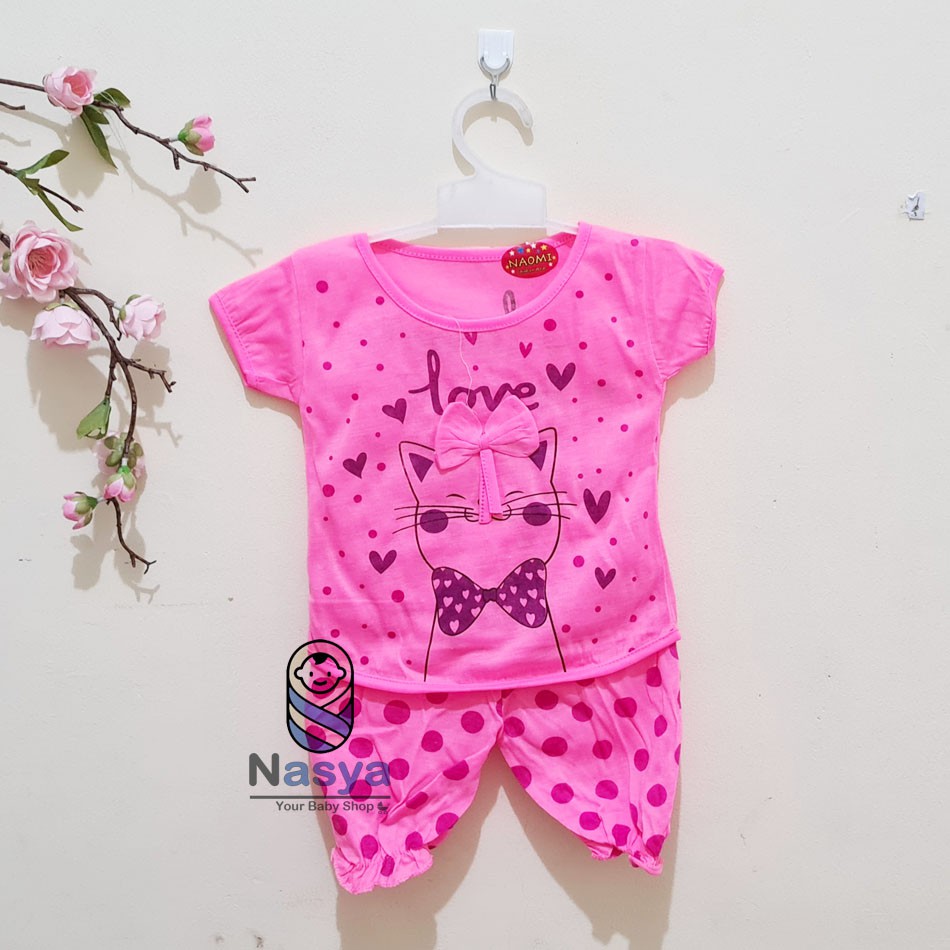 [N-034] Setelan Baju Bayi perempuan motif animal (0-6 bulan) Lucu dan Murah