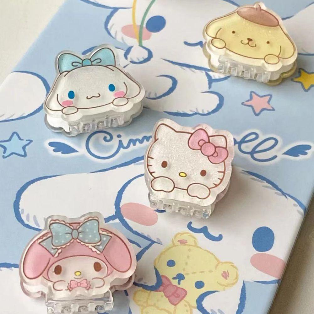 Needway Wanita Cakar Rambut Hiasan Kepala Sweet Kuromi Melody Rabbit Acrylic Kecil Ponytail Holder