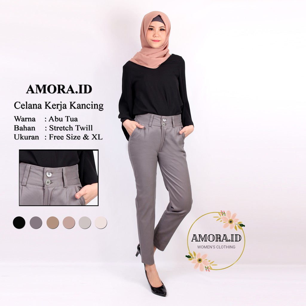 AMORA Celana Baggy Pants Wanita Premium Model Resleting Size allsize,XL,2L AMO