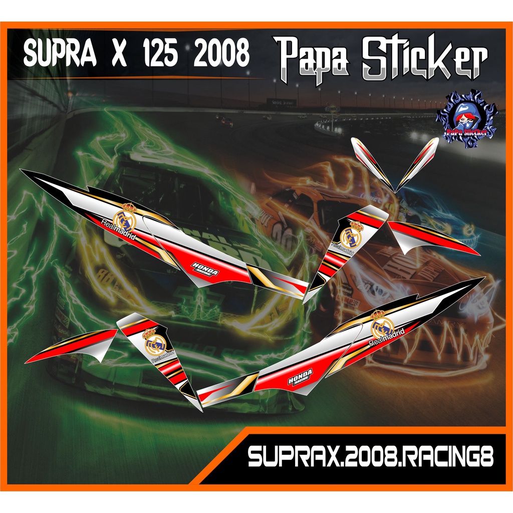 STRIPING VARIASI SUPRA X 125 REALMADRID  - STIKER SUPRA X 125 STICKER SUPRA X 2008 RACING 08
