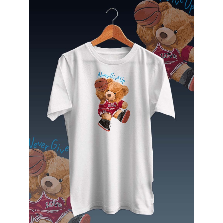 KAOS T-SHIRT DISTRO GAMBAR&quot;BEAR BASKET&quot;cotton combed 30s/lengan pendek/sablon digital print