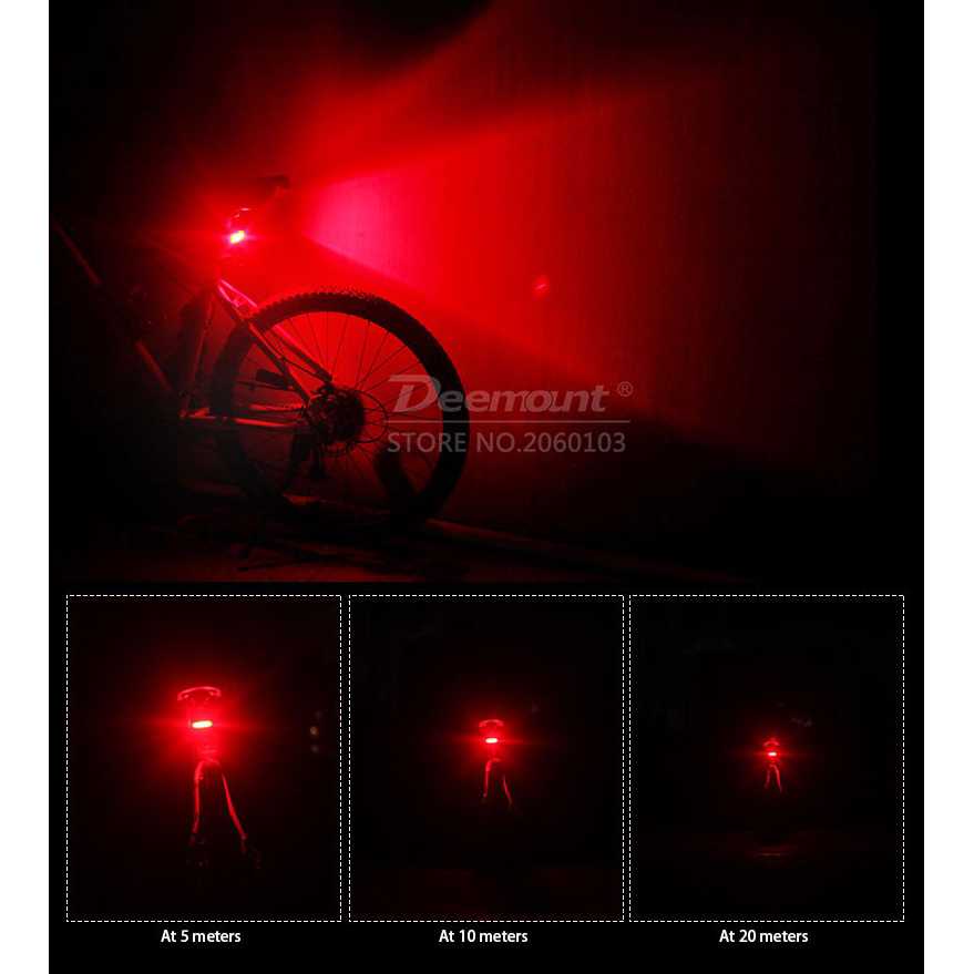 Deemount Lampu Sepeda LED Taillight USB Rechargeable 120 Lumens DC-115