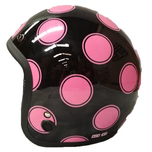 Helm Bogo / Helm Retro / Helm Igloo Moon Black Pink + Kaca