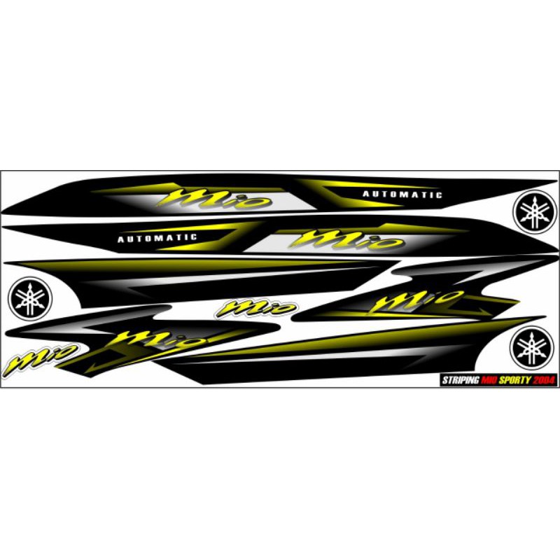 COD Striping variasi motor mio smile sticker mio sporty simple hitam kuning