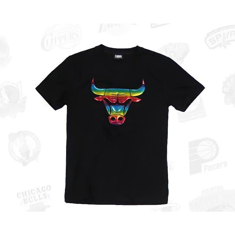 kaos pria Chicago Bulls rainbow foil original