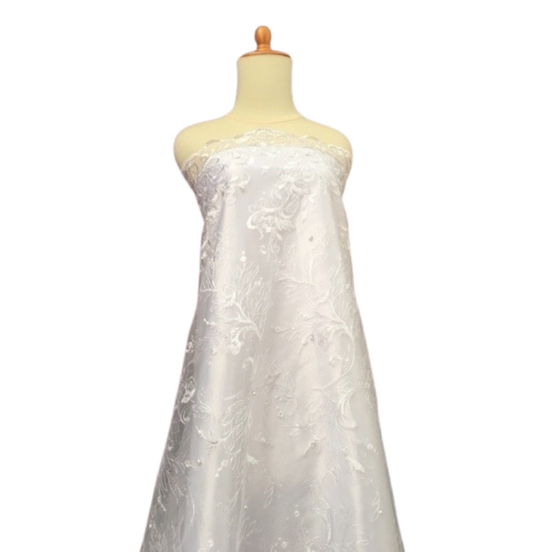 Bahan Dasar kebaya Brokat Tile Mutiara Bulgari warna Putih