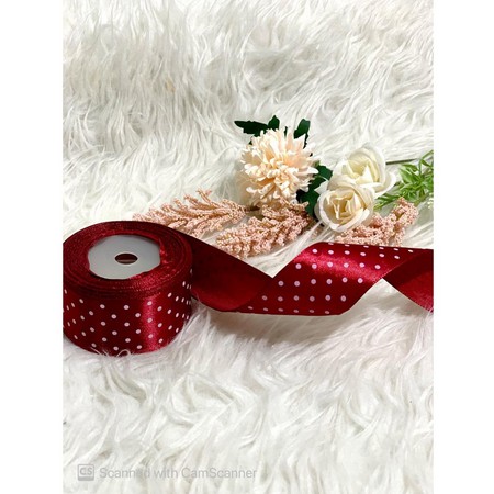 ( Rol 20 Yard ) PITA SATIN POLKADOT 1.5 INCH / 11/2 IN/ 4 CM / SATEEN / ONDE / HIASAN KADO / BUKET BUNGA HAMPERS SOUVENIR