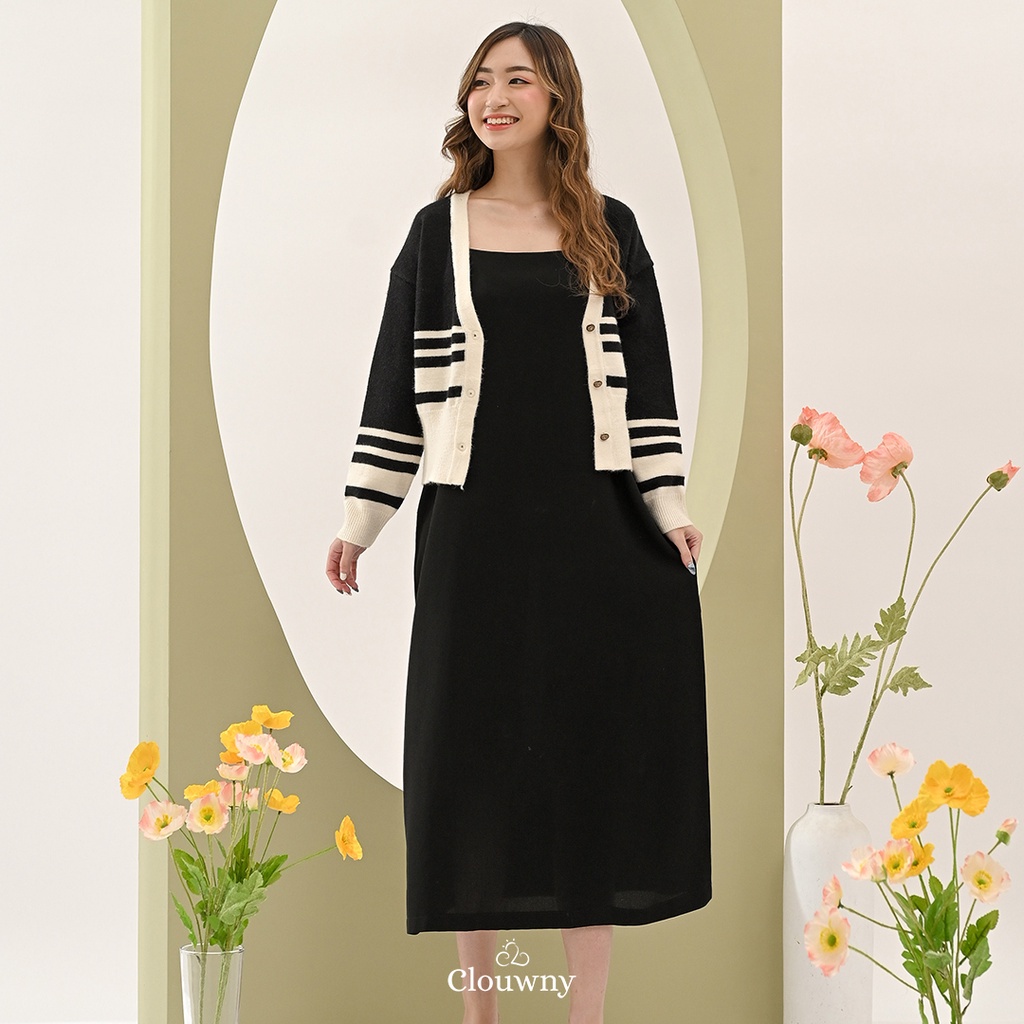 CLOUWNY - Outer Rajut Wanita Sade Button Cardigan Premium Knitt Busui Friendly-3
