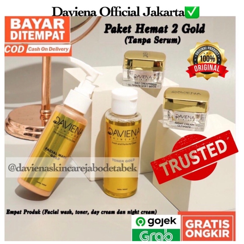 (READYSTOK)Paket HEMAT 2 GOLD (Tanpa Serum) Gold series Daviena skincare|daviena jakarta|daviena|dav