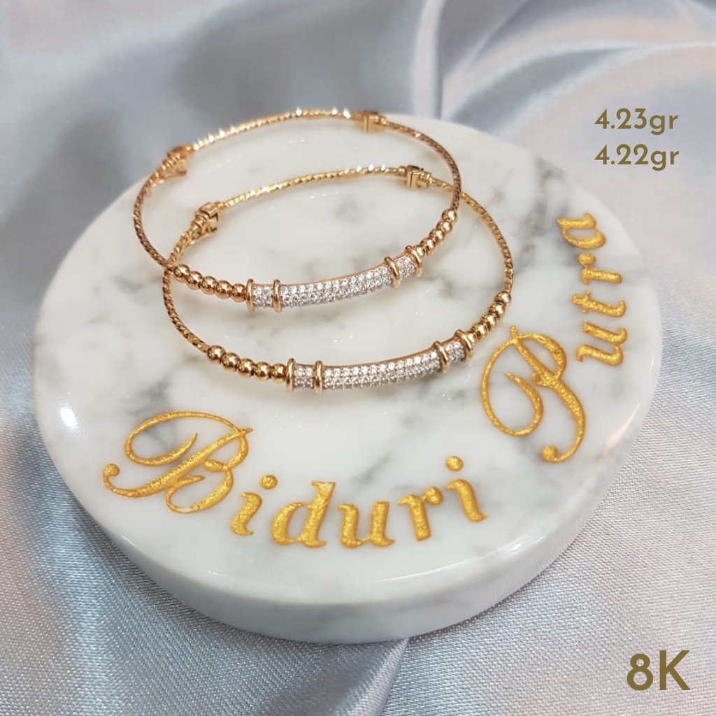 GELANG KERONCONG VARIASI PERMATA PERHIASAN EMAS ASLI KADAR 8K/375