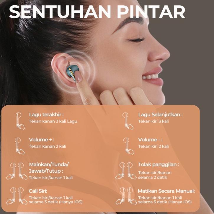 Terbagus.. Basike Headset Gaming TWS Bluetooth Earphones Noise Cancelling With Mic Wireless Earphone