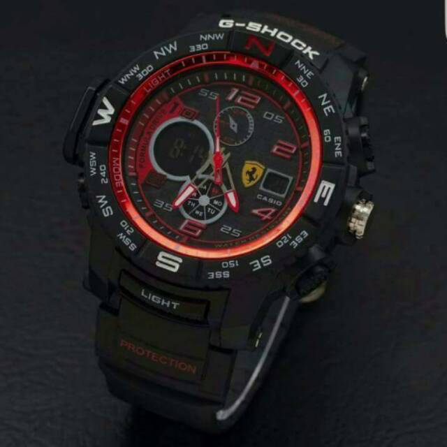 JAM TANGAN CASIO G-SHOCK FERARRI BLACK RED KW SUPER