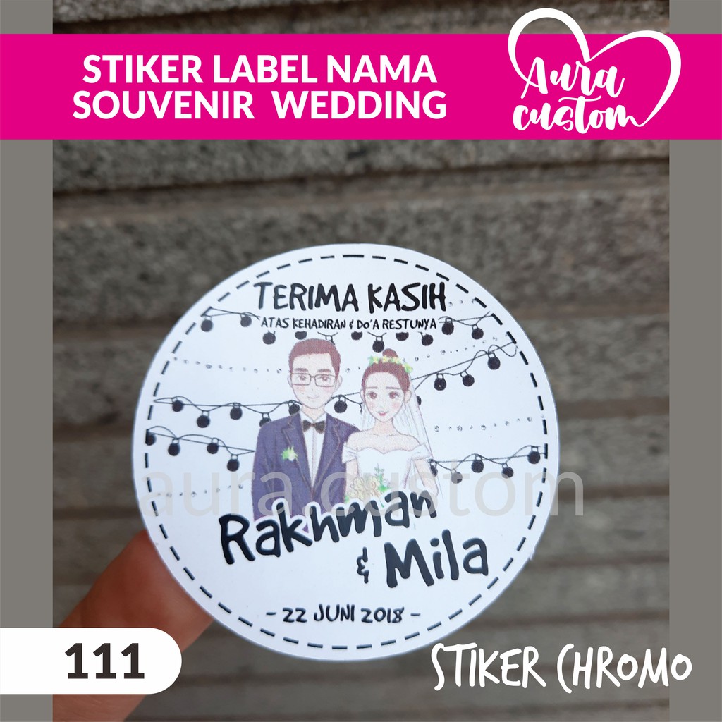 

STIKER CHROMO LABEL NAMA SOUVENIR WEDDING NIKAH BULAT | TERIMA KASIH | THANKS CARD | SERI COUPLE