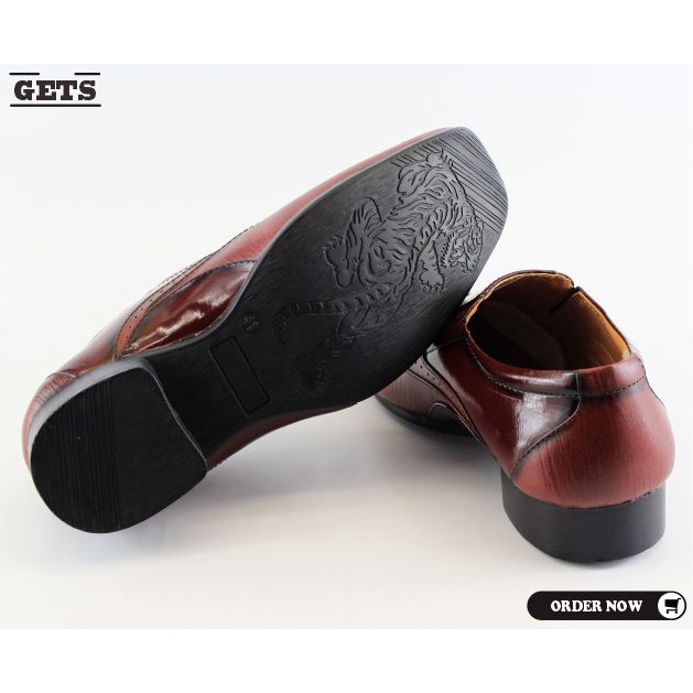 sepatu pantofel pria kulit asli casual kerja kantoran sepatu formal slip on warna maroon elegant Big Size 39-48