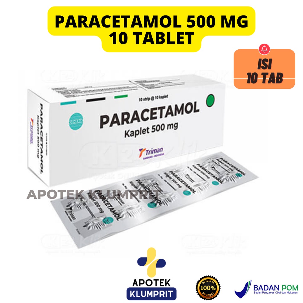 Paracetamol 500mg / Tablet / Generik / 10's tab / Murah