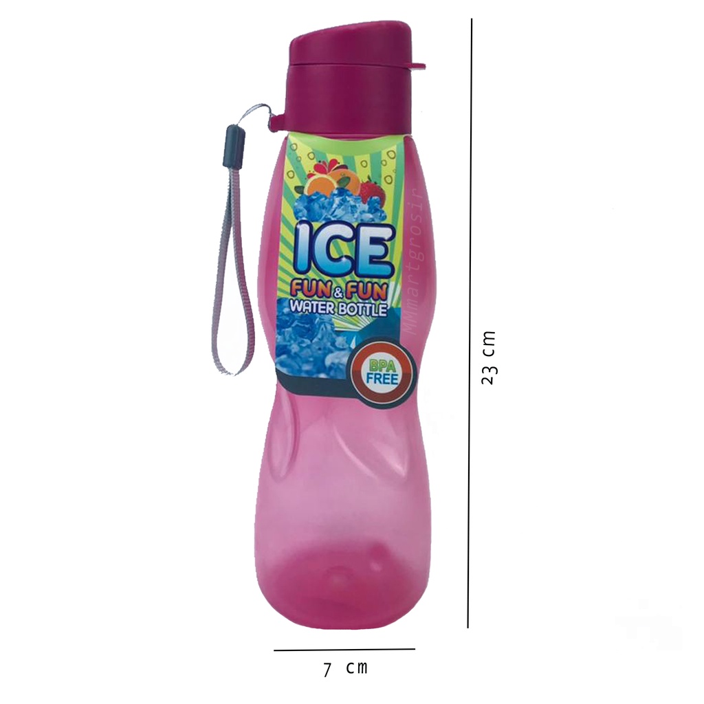 Ice Fun&amp;fun Water Bottle / Botol minum tutup topi / botol minum /pink A02 / 800ml