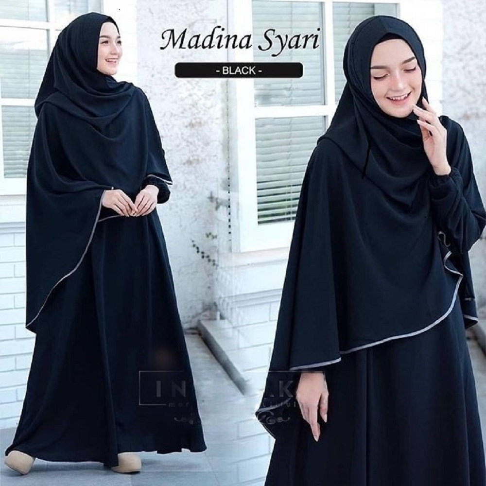 Madina Gamis set hijab terbaru 2025/ kekinian simple elgant/gamis lebaran 2025 viral/model terbaru/ 