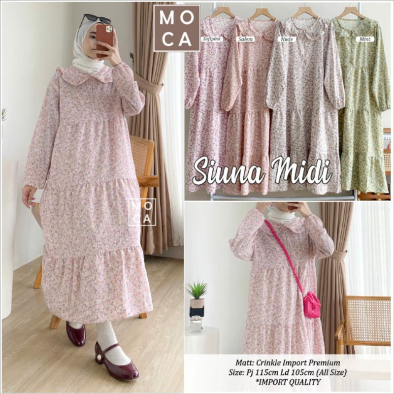 SIUNA MIDI DRESS / DRESS MIDI PREMIUM MOTIF CRINKLE IMPORT