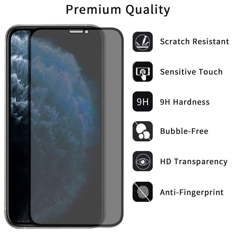 Pelindung Layar Tempered Glass Anti Spy Untuk iPhone 14 13 12 11 Pro XS Max Plus X XR 6 6S 7 8 Plus 5s