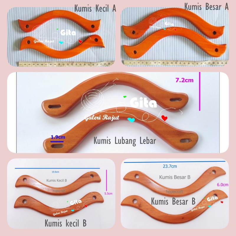 Gagang Tas Kayu/Handle Tas Kayu Kumis bahan craft