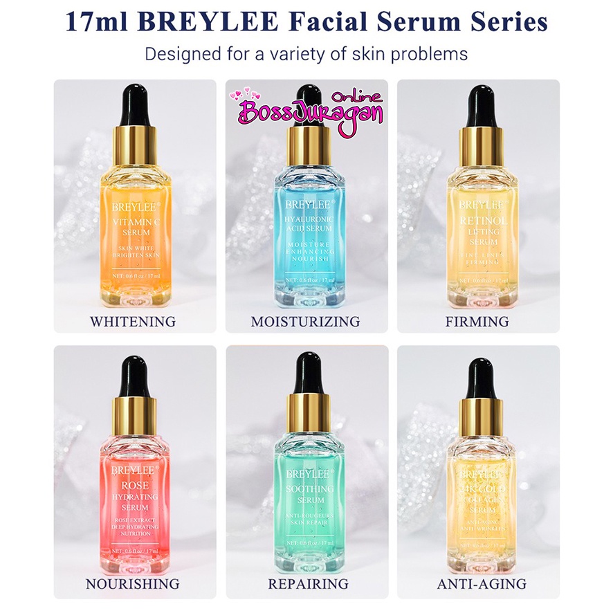 (BOSS) BREYLEE SERUM WAJAH 17ML - FACE SERUM Vit C / Retinol / Rose Hydrating / Hyaluronic Acid / Soothing