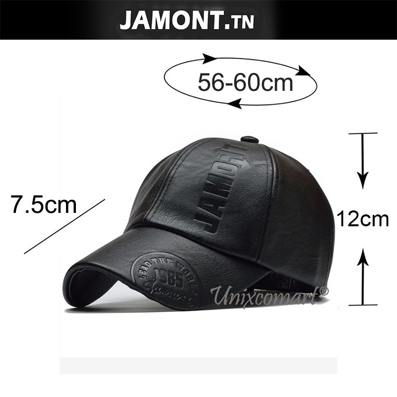 Topi Kulit Leather PU Jamont LEAD THE WORLD Topi Baseball Hat Casual Sport Pria Wanita