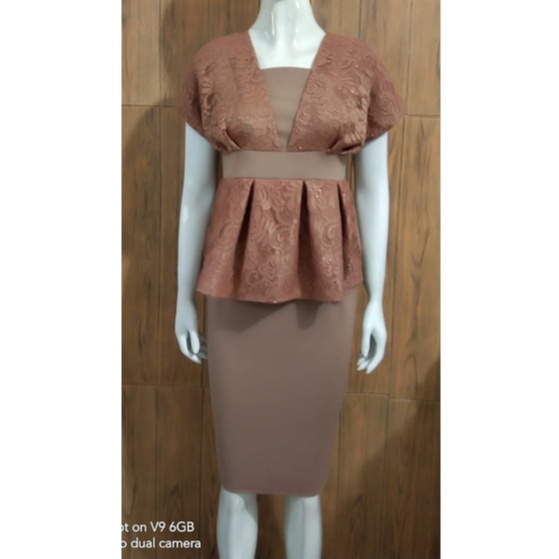 Kathryn collection# 151, DRES SPAN PEPLUM SCUBA IMPPORT PREMIUM KOMBINASI BRUKAT GLITER