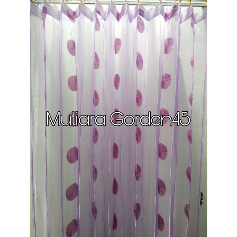 GORDEN Hordeng Murah Dalaman Gorden Vitrase POLKADOT UNGU Lebar 2 Meter
