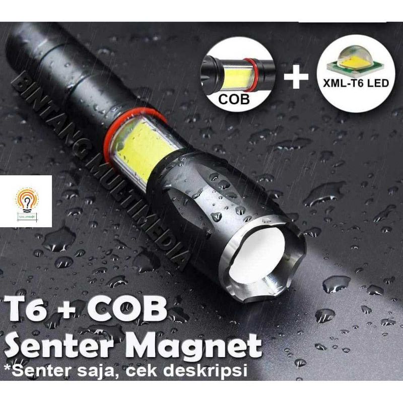 Senter Swatt Police Cree T6+Cob +Magnet Senter Super Terang SF188&amp; SF158