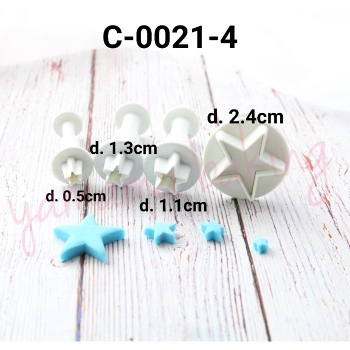 

KUE-PENGHIAS-ALAT- C-21-4 PLUNGER EMBOSSER CUTTER BENTO FONDANT PLAYDOH STAR BINTANG -ALAT-PENGHIAS-