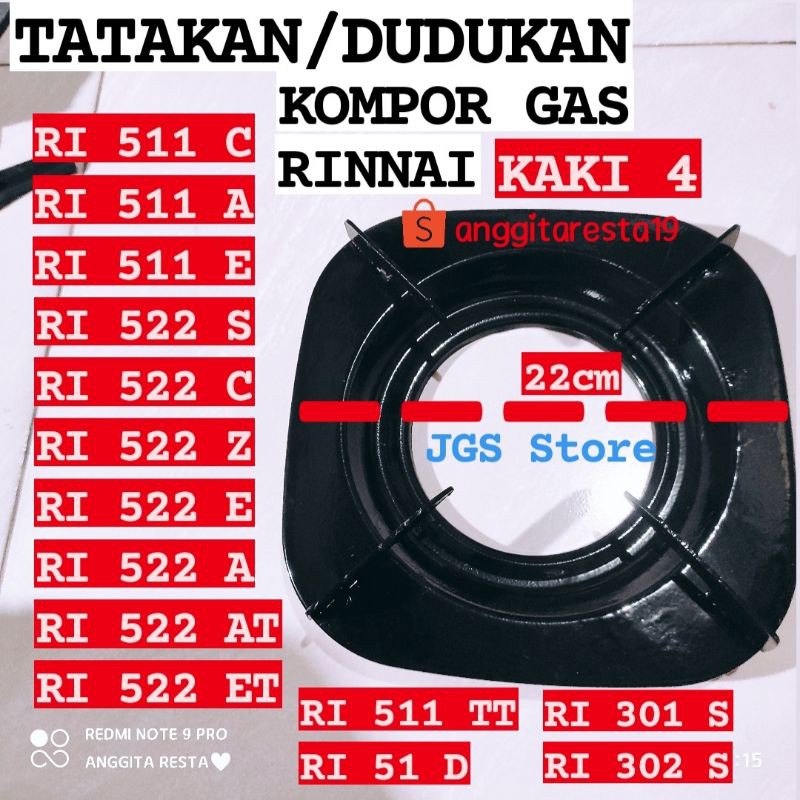 TATAKAN Kompor Rinnai 4 kaki DUDUKAN Nampan RINNAI 602AG 511A 511e 602a 522e Kotak 602 522