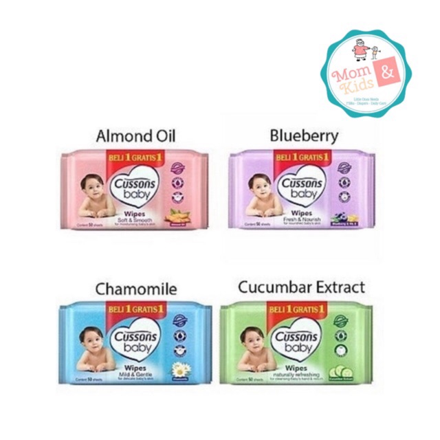 Cussons Baby Wipes Tisue Basah 50s + 50s buy 1 get 1