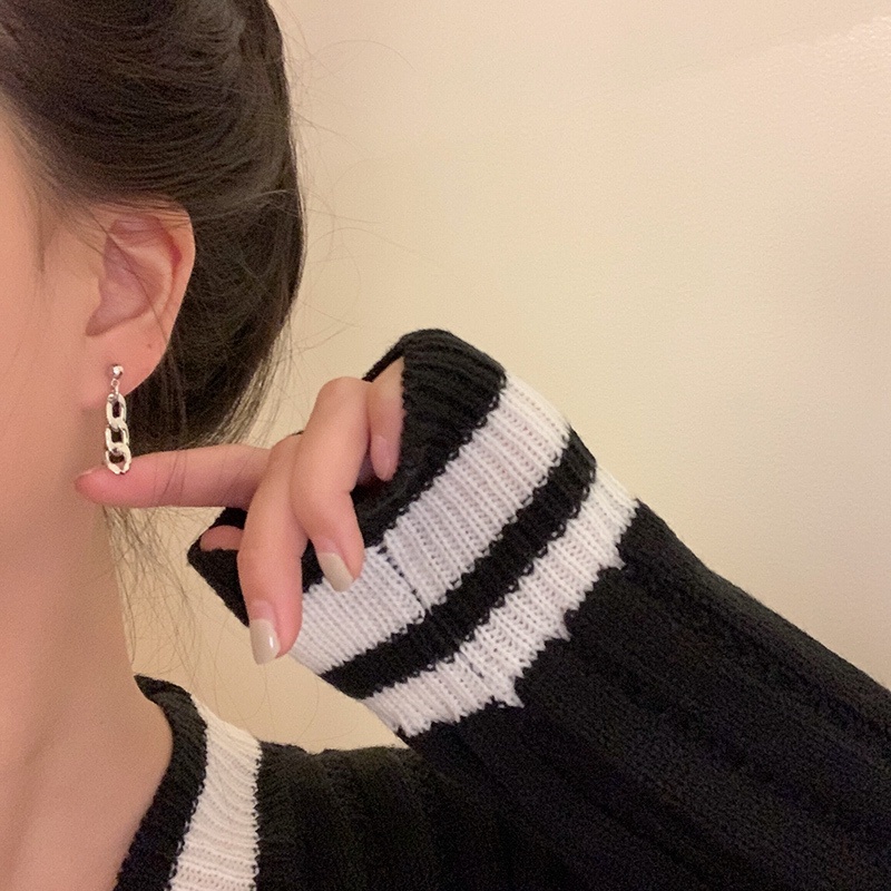 Anting Rantai Model Hollow Gaya Hip hop Korea Untuk Aksesoris